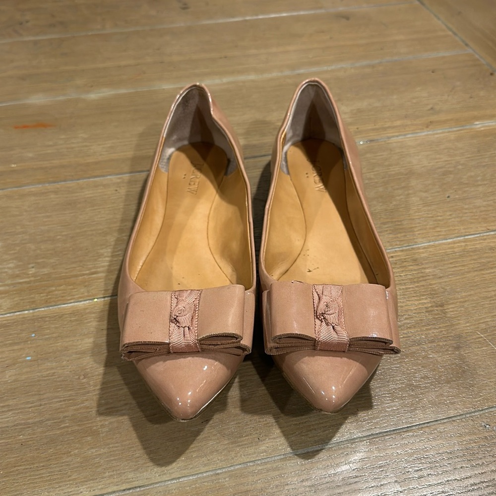 Tan J. Crew Bow Flats Sz 8